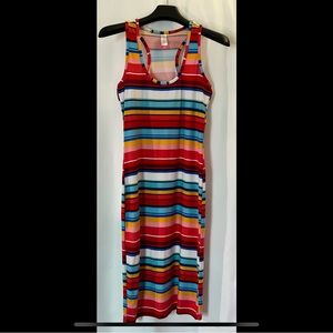 Sexy bodycon 80s style stripe dress